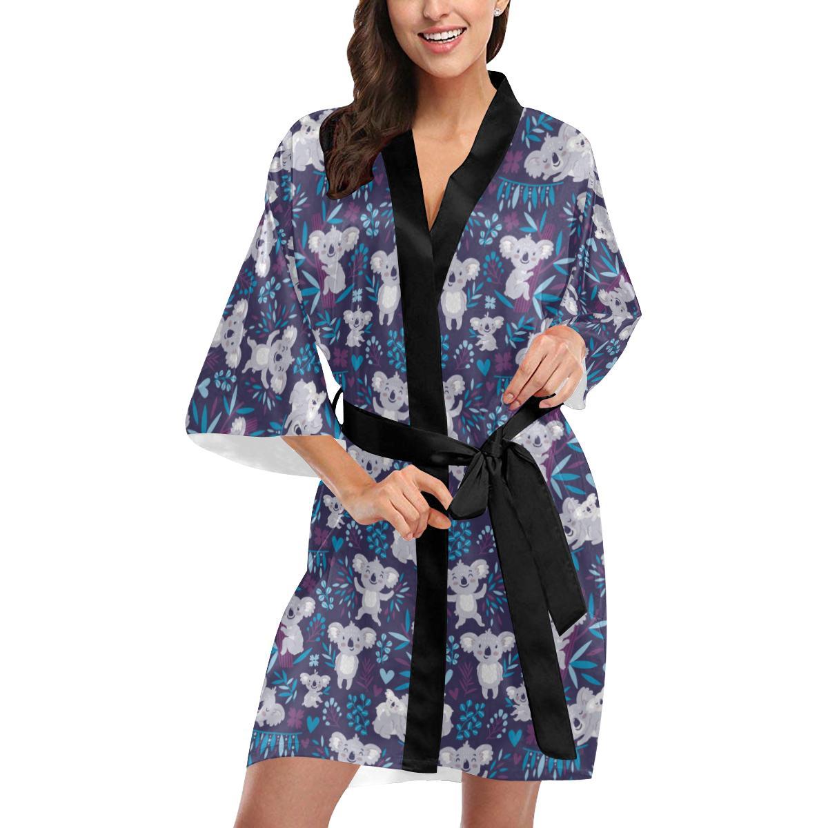 Koala Cute Themed Design Print Women Short Kimono Robe