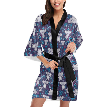 Koala Cute Themed Design Print Women Short Kimono Robe