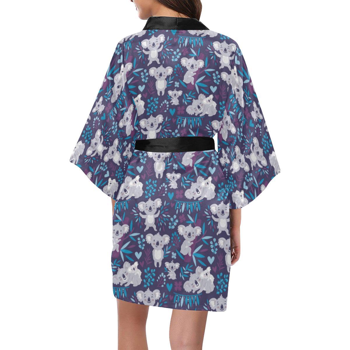 Koala Cute Themed Design Print Women Short Kimono Robe