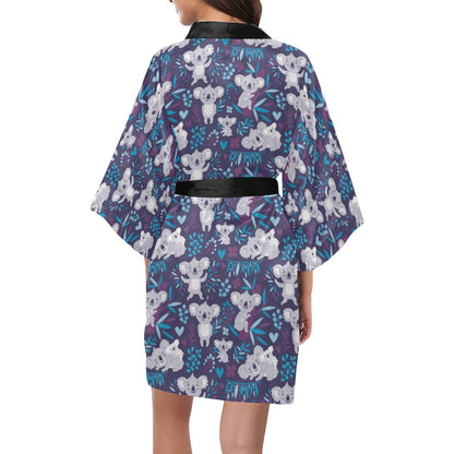 Koala Cute Themed Design Print Women Short Kimono Robe