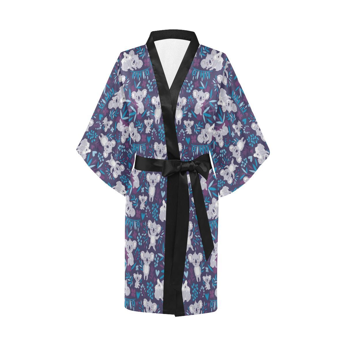 Koala Cute Themed Design Print Women Short Kimono Robe