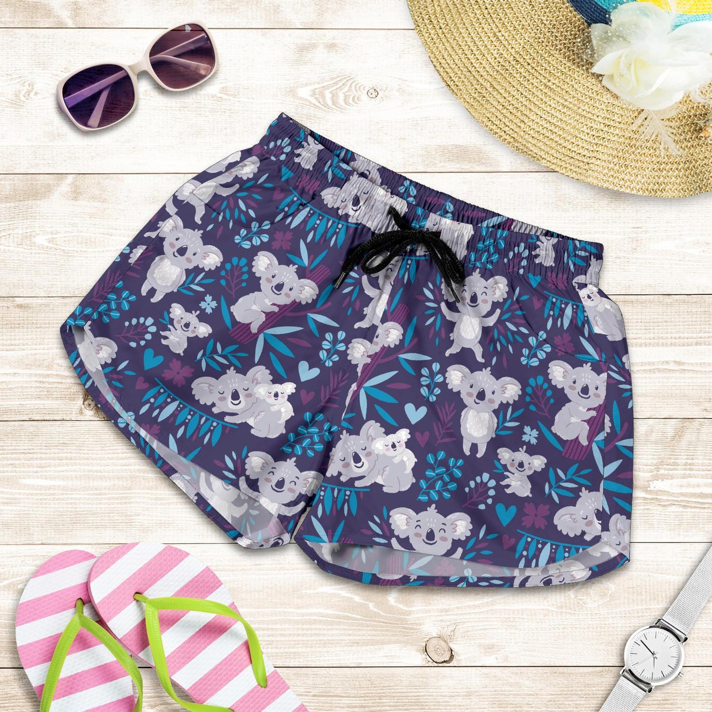 Koala Cute Themed Design Print Women Shorts-JTAMIGO.COM