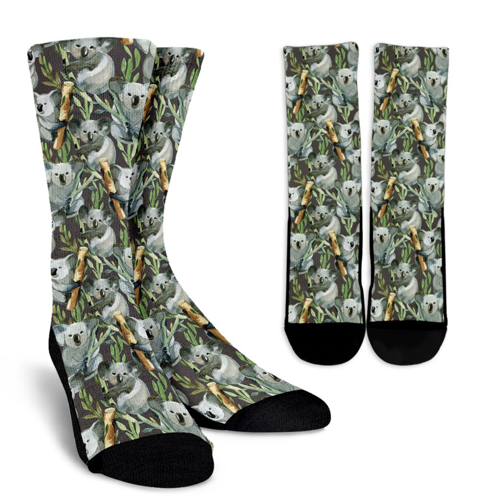 Koala Pattern Design Print Crew Socks