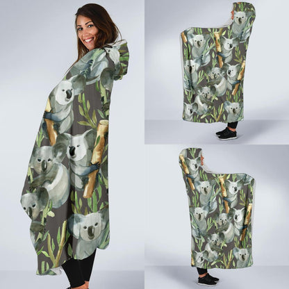 Koala Pattern Design Print Hooded Blanket-JTAMIGO.COM