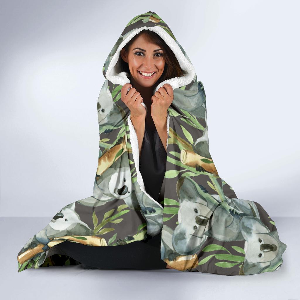 Koala Pattern Design Print Hooded Blanket-JTAMIGO.COM
