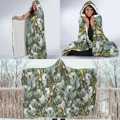 Koala Pattern Design Print Hooded Blanket-JTAMIGO.COM