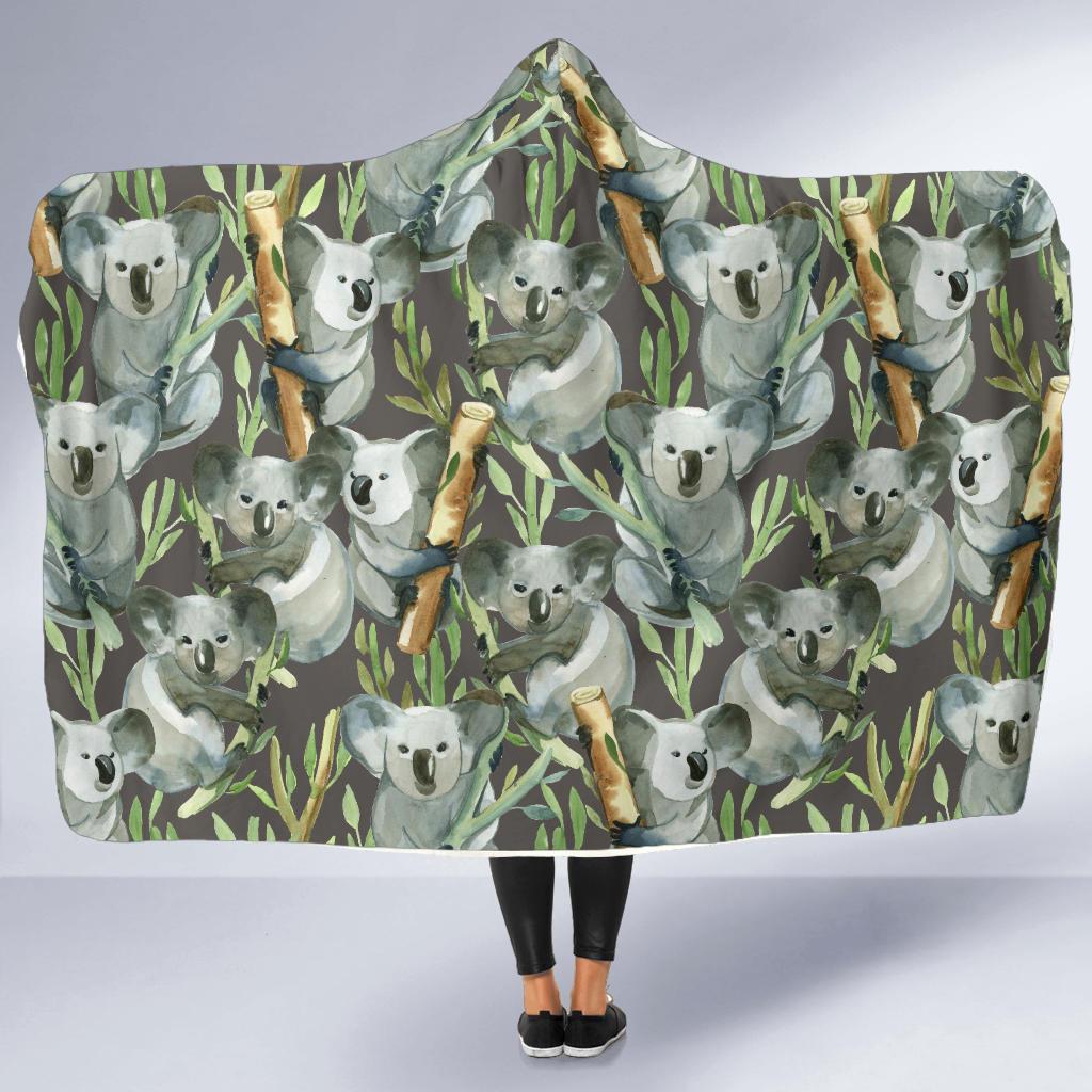 Koala Pattern Design Print Hooded Blanket-JTAMIGO.COM