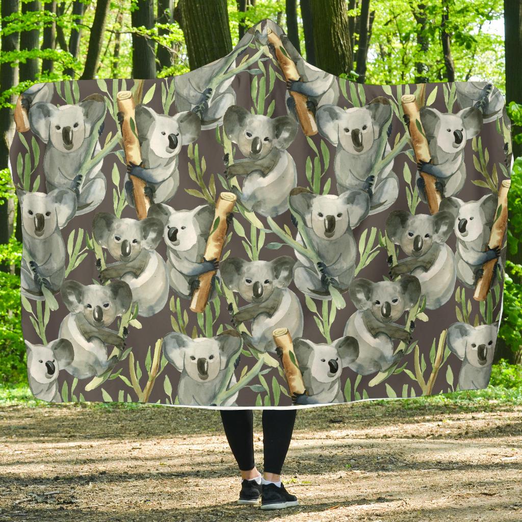 Koala Pattern Design Print Hooded Blanket-JTAMIGO.COM