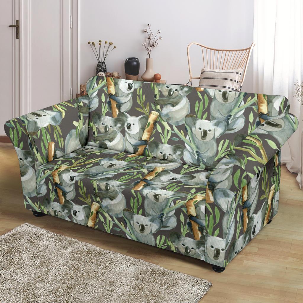 Koala Pattern Design Print Loveseat Slipcover-JTAMIGO.COM