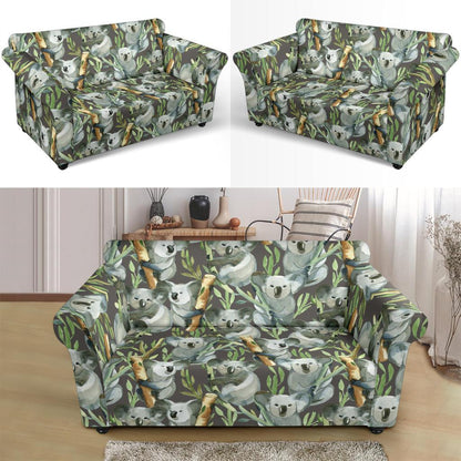 Koala Pattern Design Print Loveseat Slipcover-JTAMIGO.COM