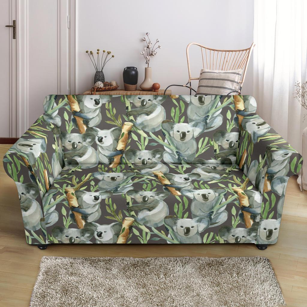 Koala Pattern Design Print Loveseat Slipcover-JTAMIGO.COM