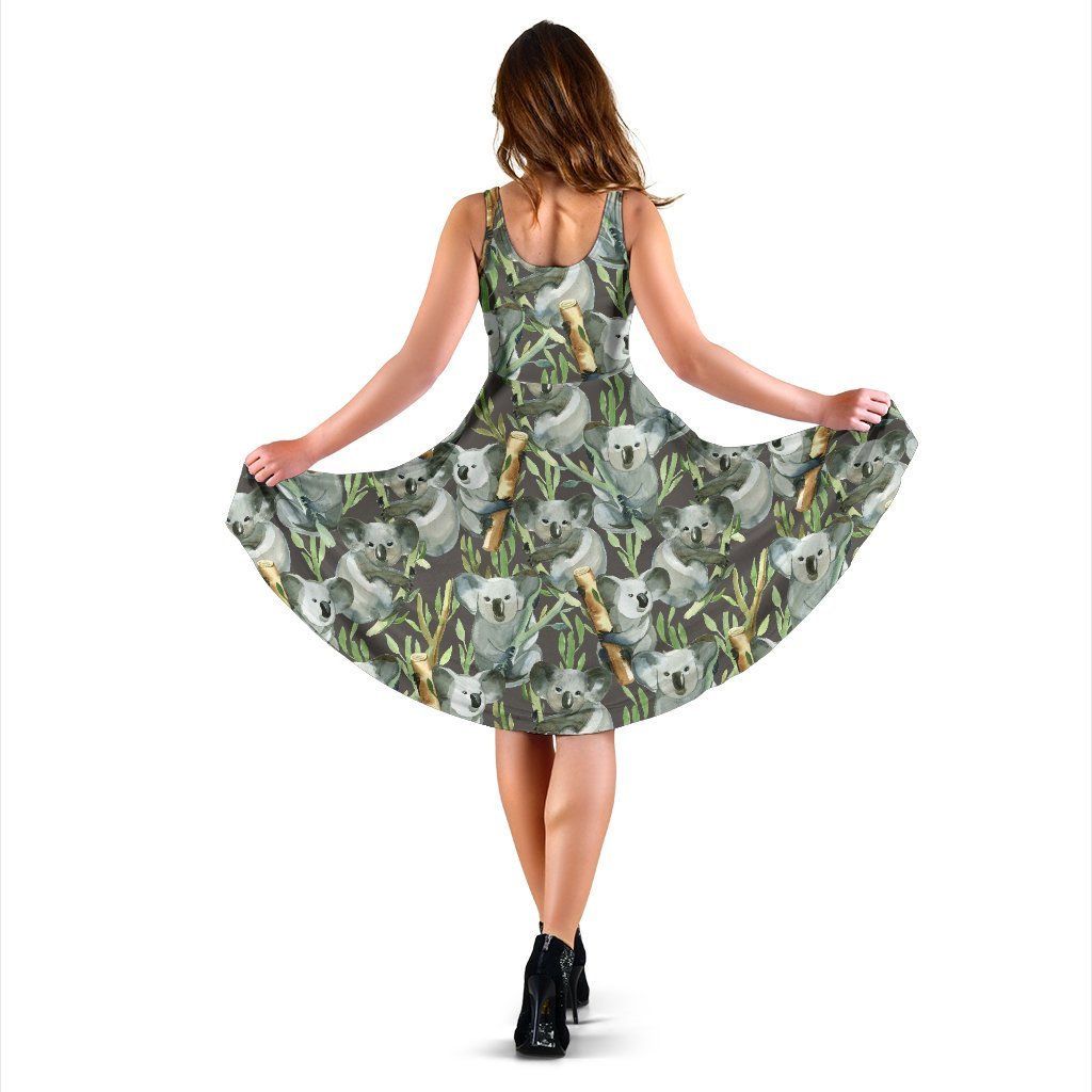 Koala Pattern Design Print Sleeveless Dress