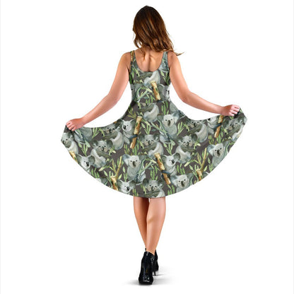 Koala Pattern Design Print Sleeveless Dress