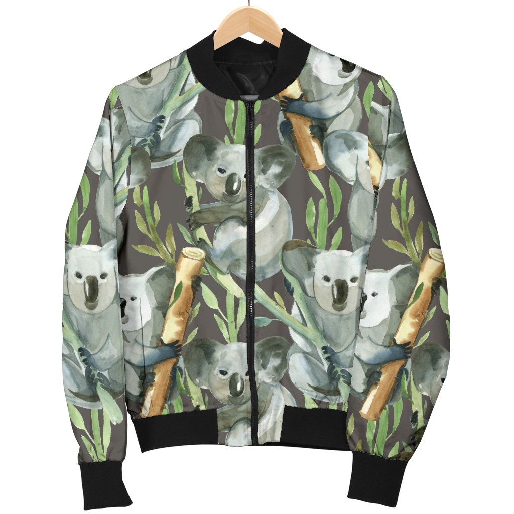 Koala Pattern Design Print Women Casual Bomber Jacket