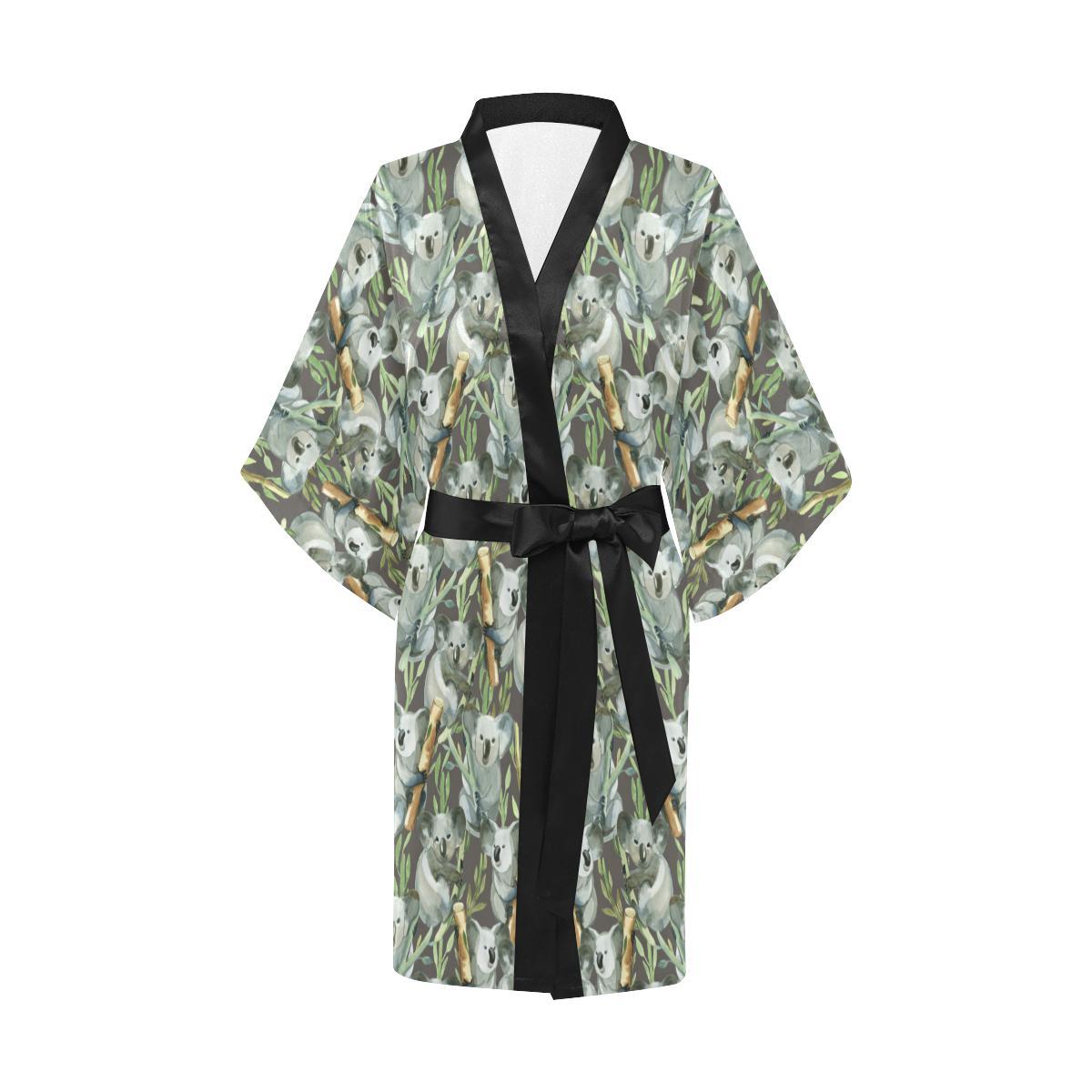 Koala Pattern Design Print Women Short Kimono Robe