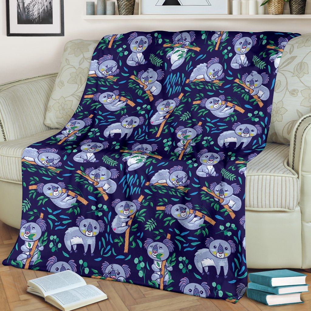 Koala Themed Design Print Fleece Blanket