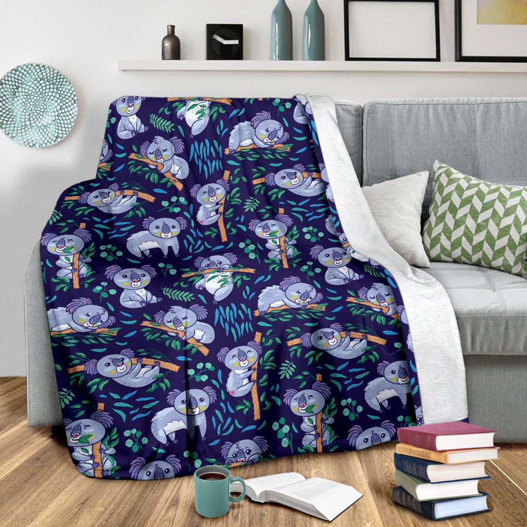 Koala Themed Design Print Fleece Blanket