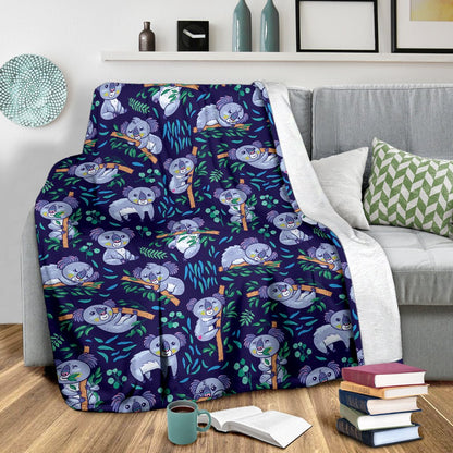 Koala Themed Design Print Fleece Blanket