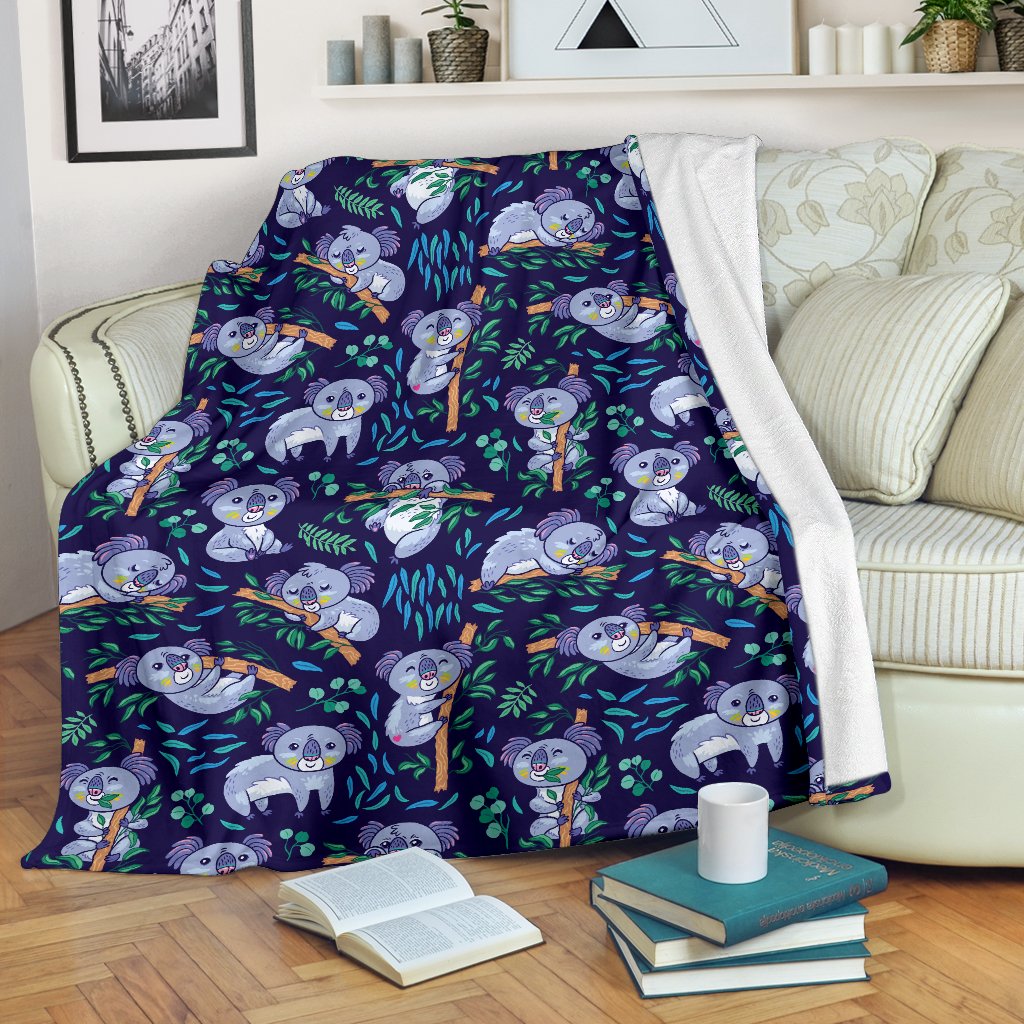 Koala Themed Design Print Fleece Blanket
