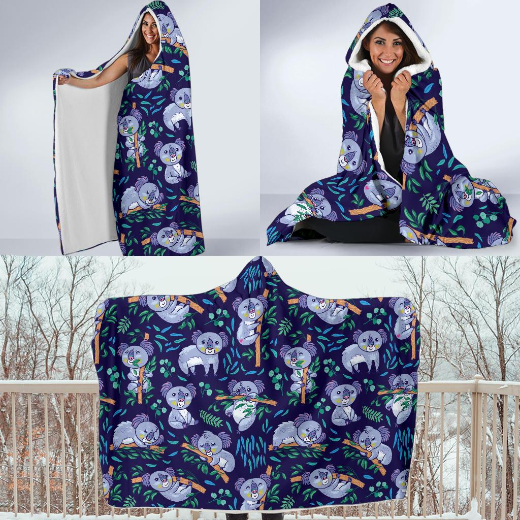 Koala Themed Design Print Hooded Blanket-JTAMIGO.COM
