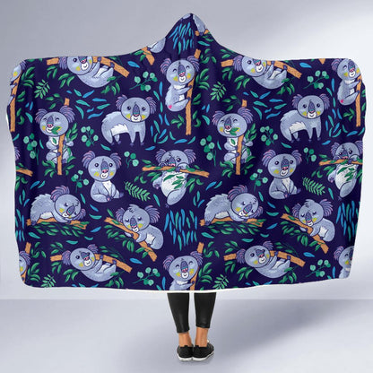 Koala Themed Design Print Hooded Blanket-JTAMIGO.COM
