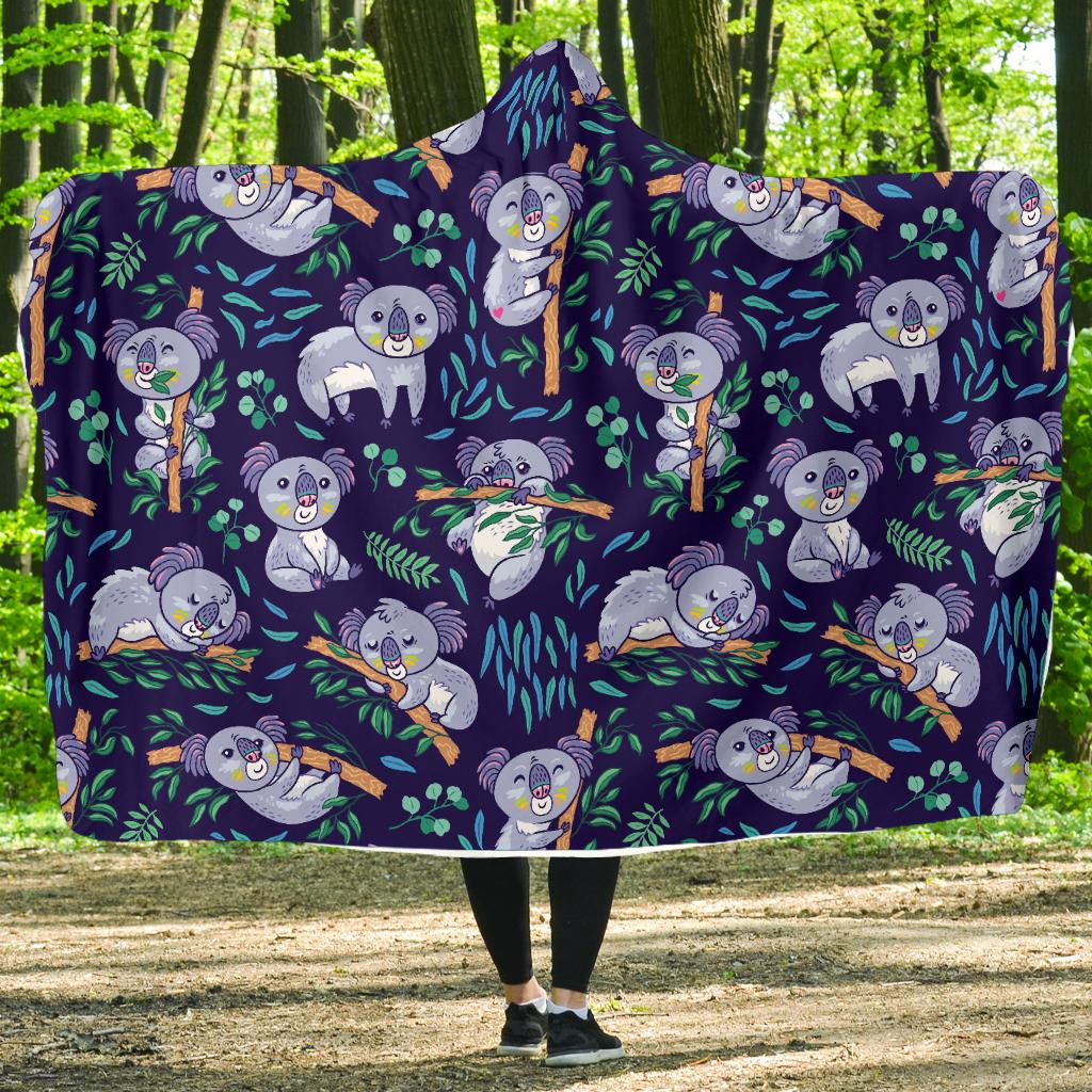 Koala Themed Design Print Hooded Blanket-JTAMIGO.COM