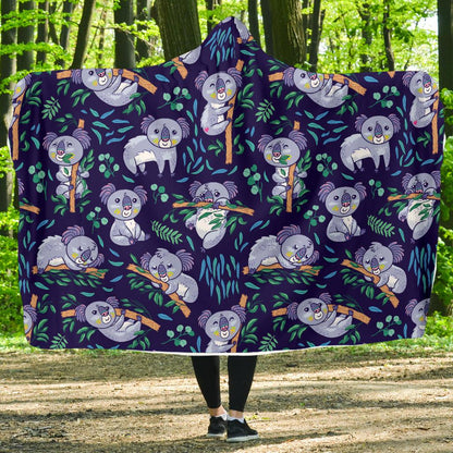 Koala Themed Design Print Hooded Blanket-JTAMIGO.COM
