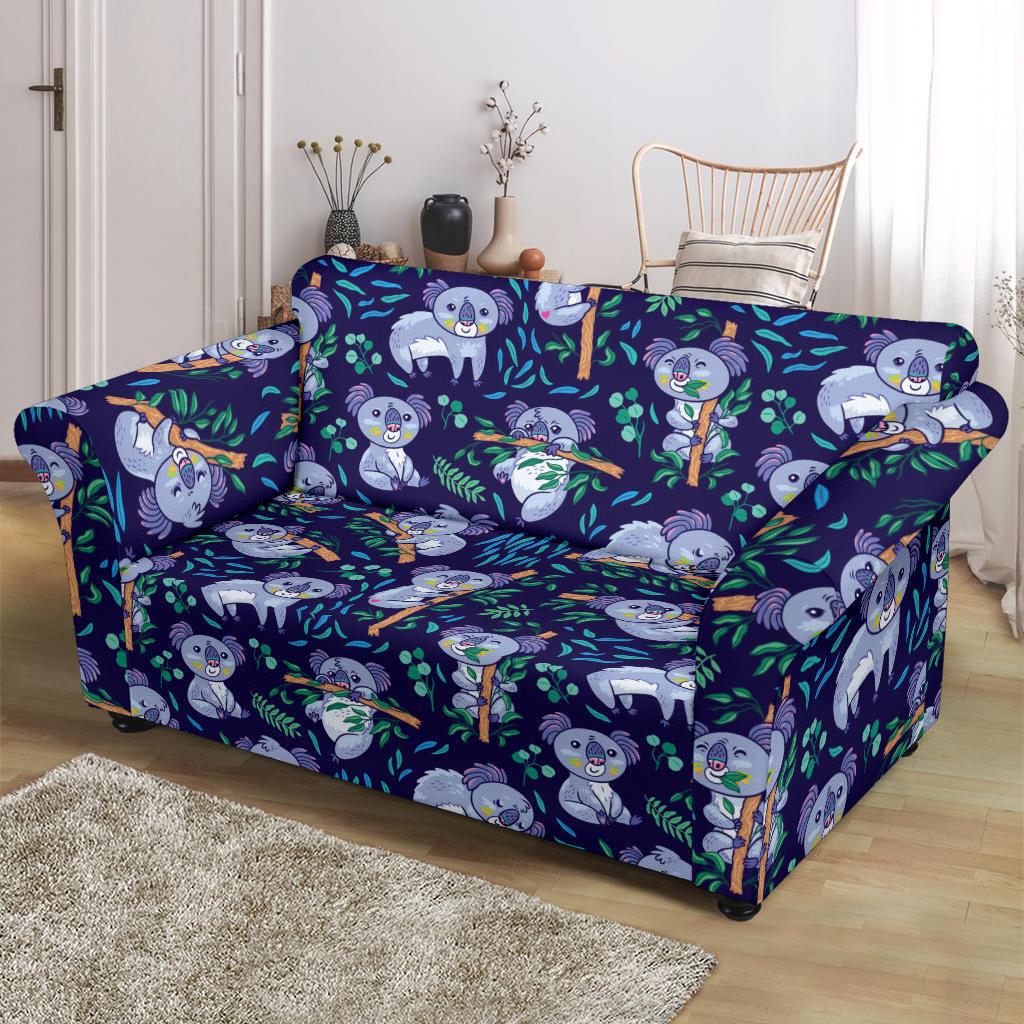 Koala Themed Design Print Loveseat Slipcover-JTAMIGO.COM