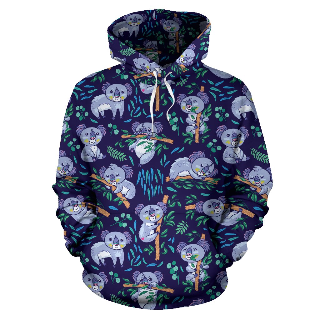 Koala Themed Design Print Pullover Hoodie