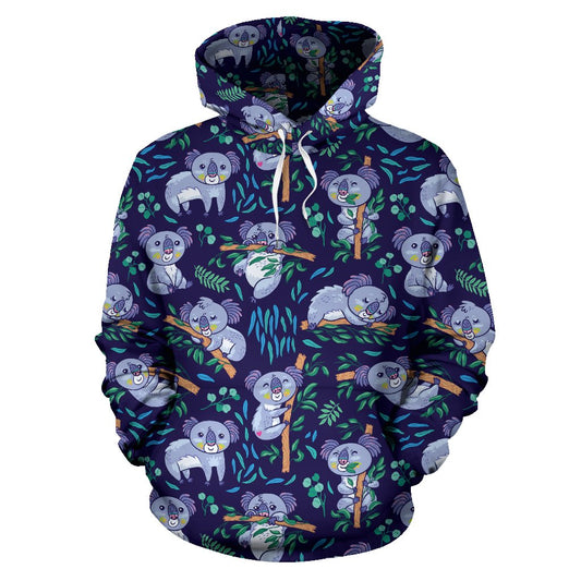 Koala Themed Design Print Pullover Hoodie