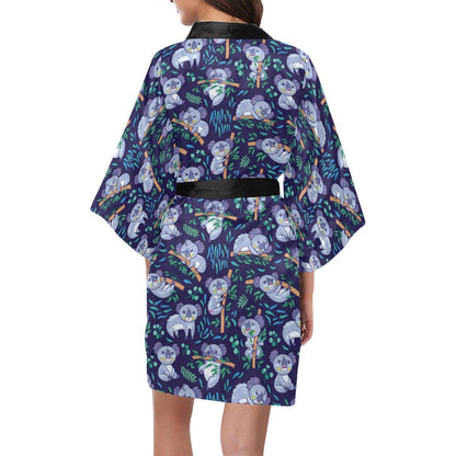 Koala Themed Design Print Women Short Kimono Robe