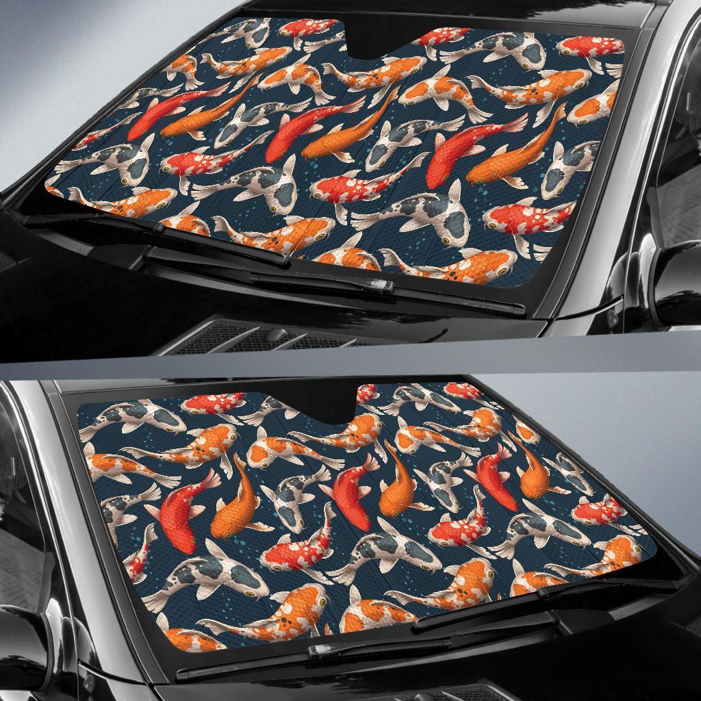 Koi Carp Cute Design Themed Print Car Sun Shade For Windshield