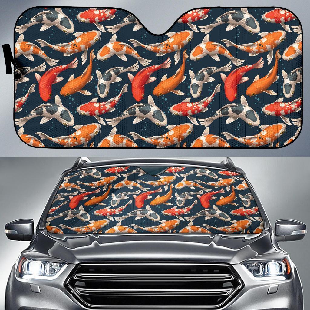 Koi Carp Cute Design Themed Print Car Sun Shade For Windshield