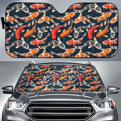 Koi Carp Cute Design Themed Print Car Sun Shade For Windshield