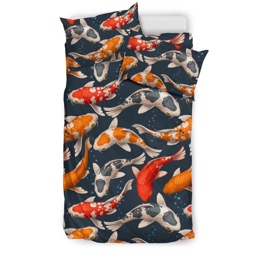 Koi Carp Cute Design Themed Print Duvet Cover Bedding Set