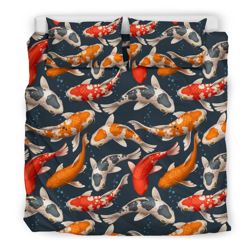 Koi Carp Cute Design Themed Print Duvet Cover Bedding Set