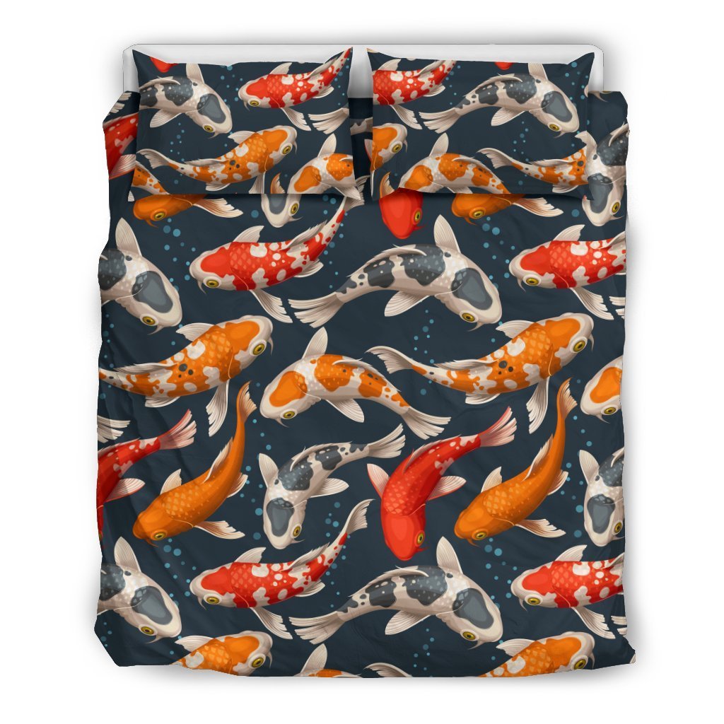Koi Carp Cute Design Themed Print Duvet Cover Bedding Set