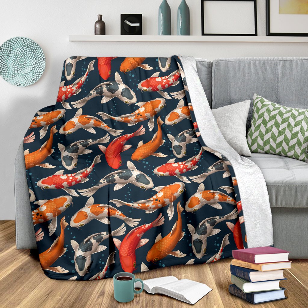 Koi Carp Cute Design Themed Print Fleece Blanket