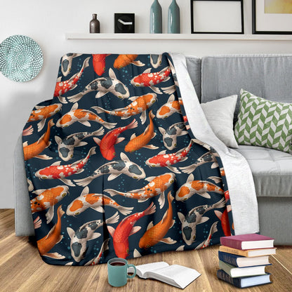 Koi Carp Cute Design Themed Print Fleece Blanket