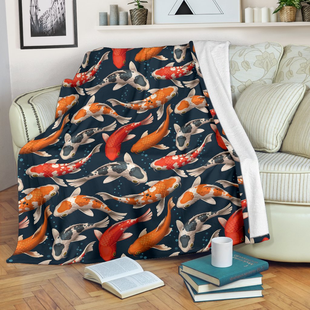 Koi Carp Cute Design Themed Print Fleece Blanket