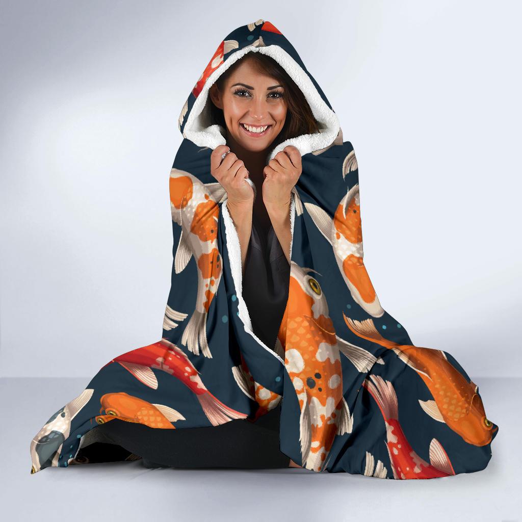 Koi Carp Cute Design Themed Print Hooded Blanket-JTAMIGO.COM