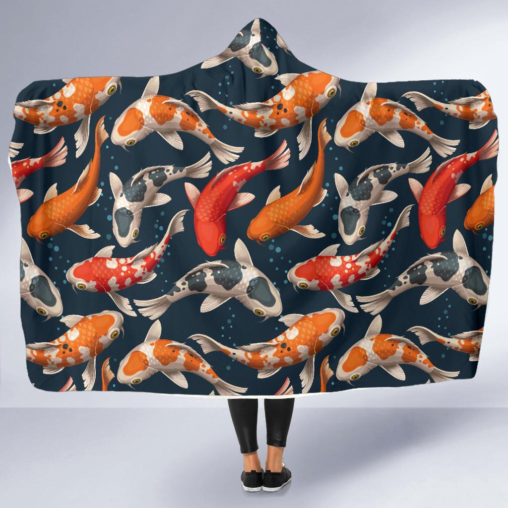 Koi Carp Cute Design Themed Print Hooded Blanket-JTAMIGO.COM