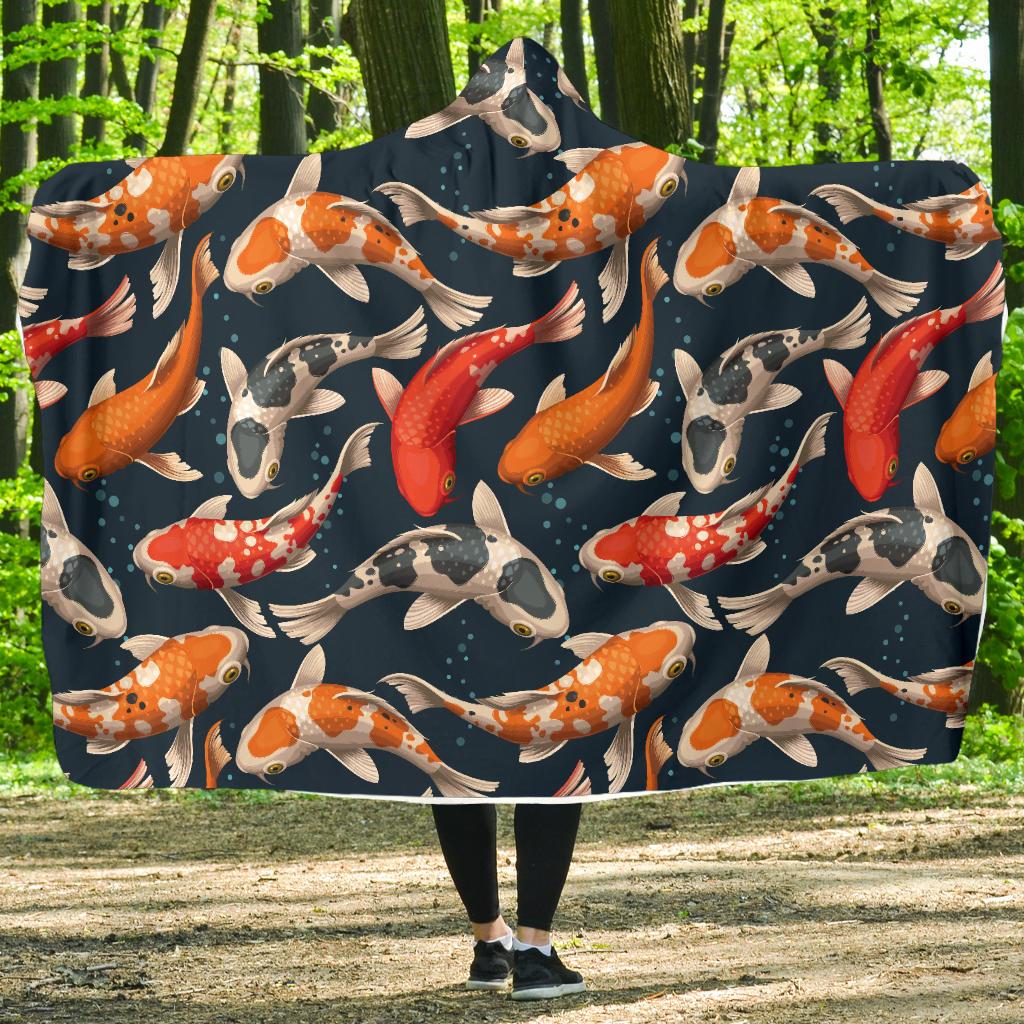 Koi Carp Cute Design Themed Print Hooded Blanket-JTAMIGO.COM