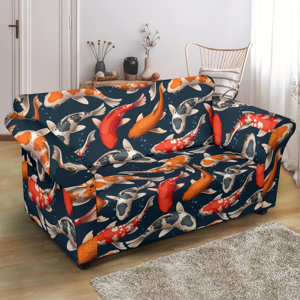 Koi Carp Cute Design Themed Print Loveseat Slipcover-JTAMIGO.COM