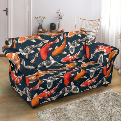 Koi Carp Cute Design Themed Print Loveseat Slipcover-JTAMIGO.COM