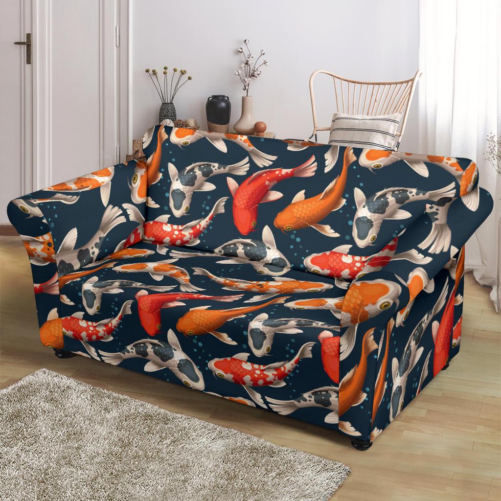 Koi Carp Cute Design Themed Print Loveseat Slipcover-JTAMIGO.COM