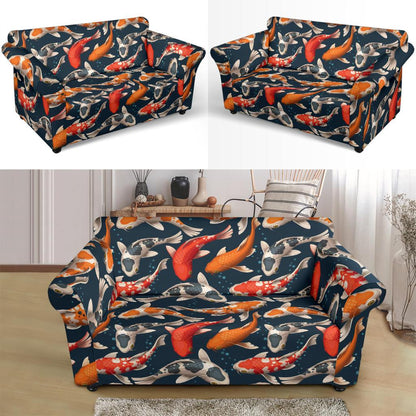 Koi Carp Cute Design Themed Print Loveseat Slipcover-JTAMIGO.COM
