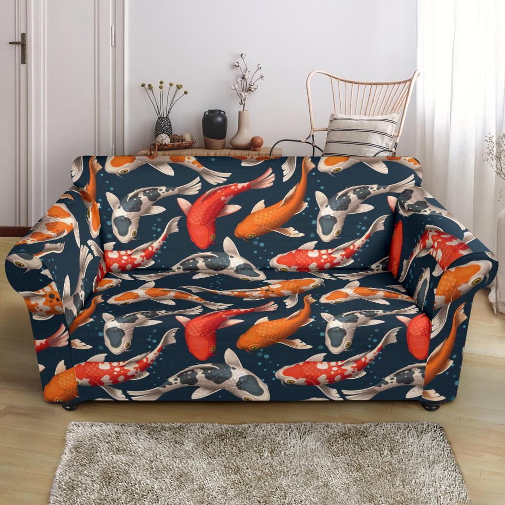 Koi Carp Cute Design Themed Print Loveseat Slipcover-JTAMIGO.COM