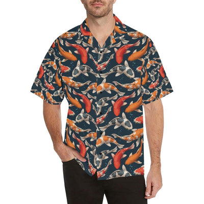 Koi Carp Cute Design Themed Print Men Aloha Hawaiian Shirt