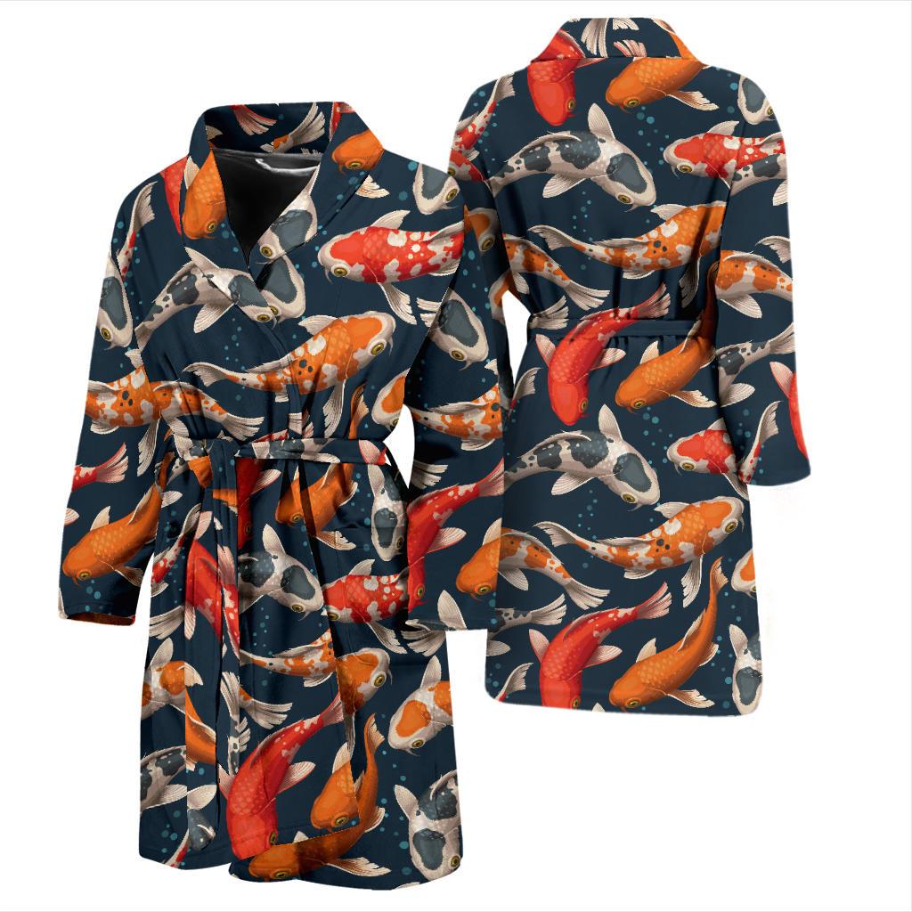 Koi Carp Cute Design Themed Print Men Bath Robe-JTAMIGO.COM